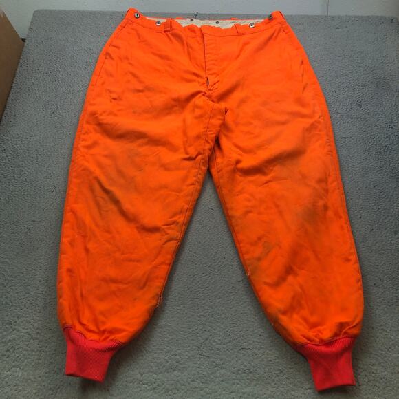 Vintage Woolrich Orange Hunting Pants Mens 42x30 Insulated Nylon Safety Blaze - Picture 1 of 16